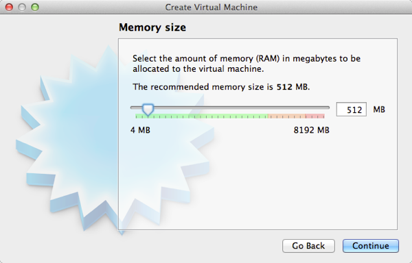 Allocating RAM in VirtualBox.